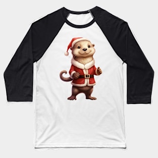 Santa Otter Baseball T-Shirt